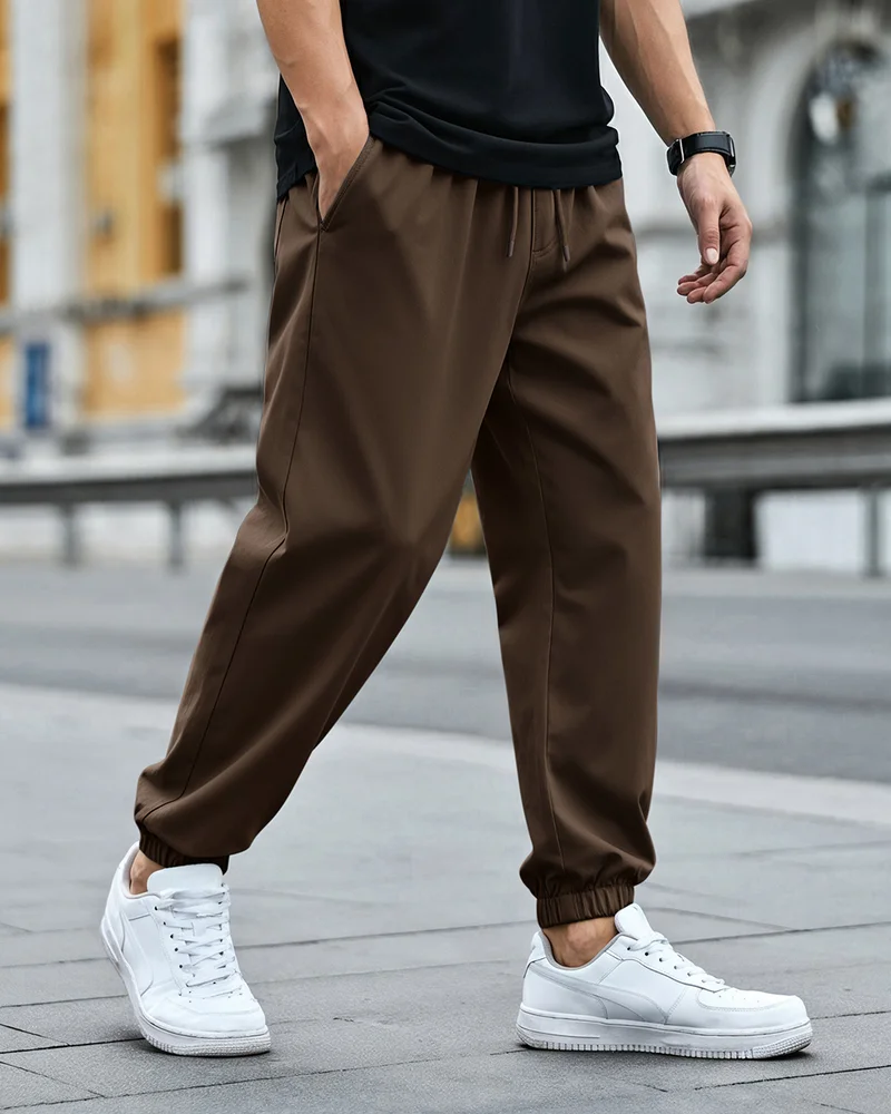بيواكوف Men's Chocolate Brown Oversized Brushed Joggers